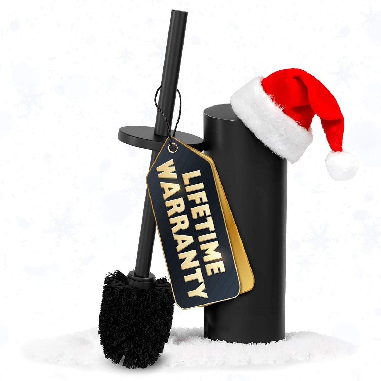 Black Toilet Brush and Holder Set - Scratch Resistant Black Toilet Bowl Brush and Holder with Soft Bristles Replaceable Head, Protection from Splashes, and Compact Design - for Effective Cleaning
