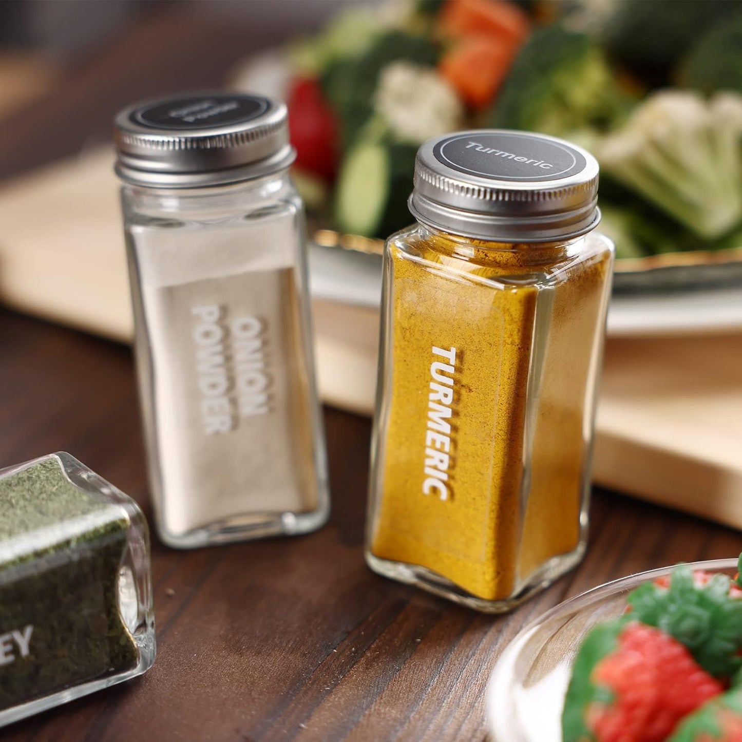 Antimbee 40-Pack 3.5 OZ Glass Spice Jars with 324 Labels, Shaker Lids and Airtight Metal Caps, Empty Reusable Square Seasoning Bottles, Spice Storage Containers, Marker and Stainless Steel Funnel