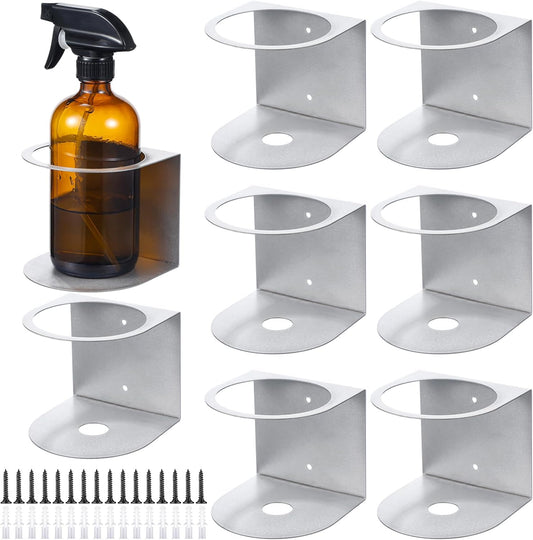 Gerrii 8 Pcs Spray Bottle Holder Wall Mount Bottle Organizer Spray Can Holder Organizer for Garage and Workspace Stainless Steel Easy Install Craft Workspace Paint Rack with Hardware (Gray)