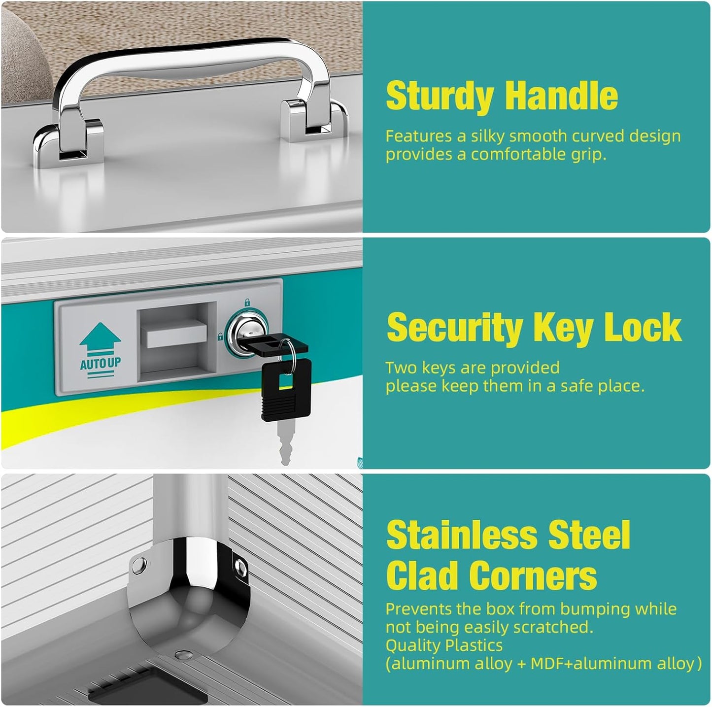 Glosen Medicine Lock Box, Medication Lock Box,Locking Medicine Box, Security Lock Boxes【Small】 10x6.7x6.7 Inch,First Aid Key,Lock Box for Medication
