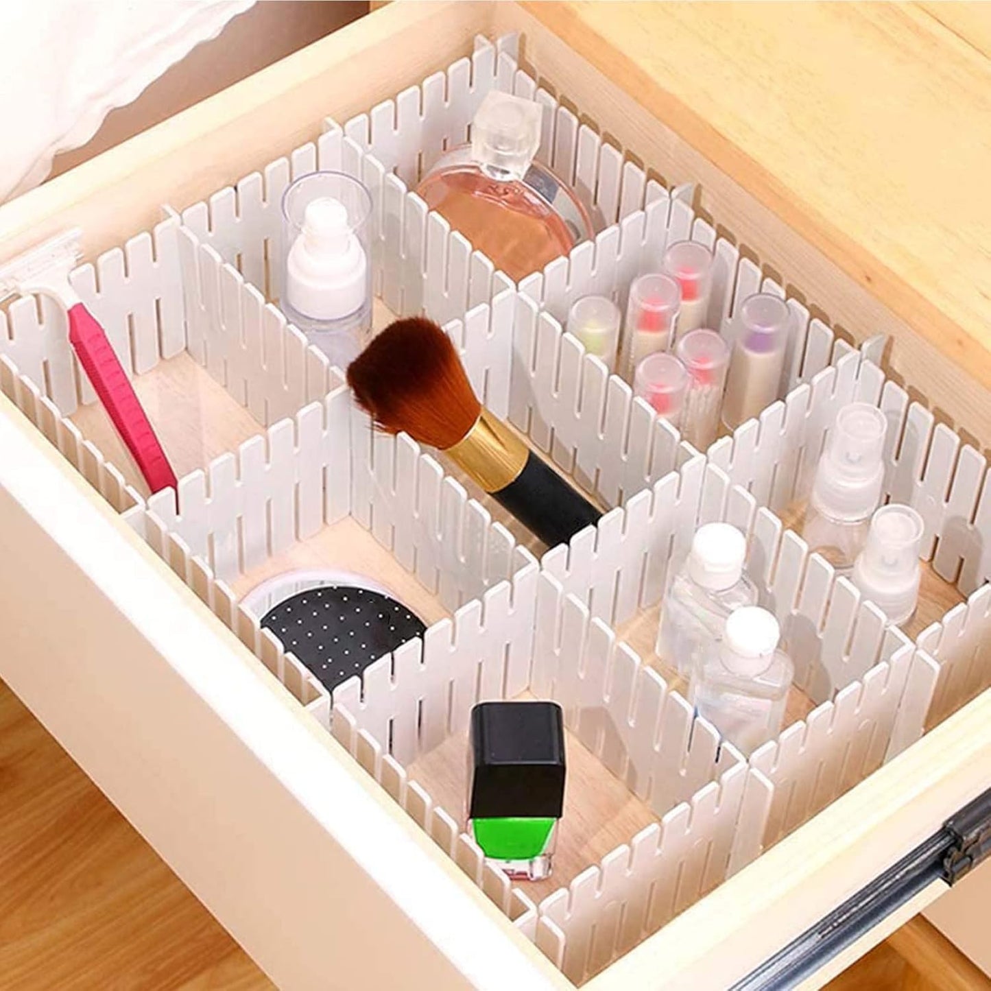 72 Pieces DIY Plastic Grid Drawer Organizer, 12.6 Inch Plastic Grid Drawer Dividers, Plastic Adjustable Drawer Dividers Organizer for Sock, Underwear, Scarf, White
