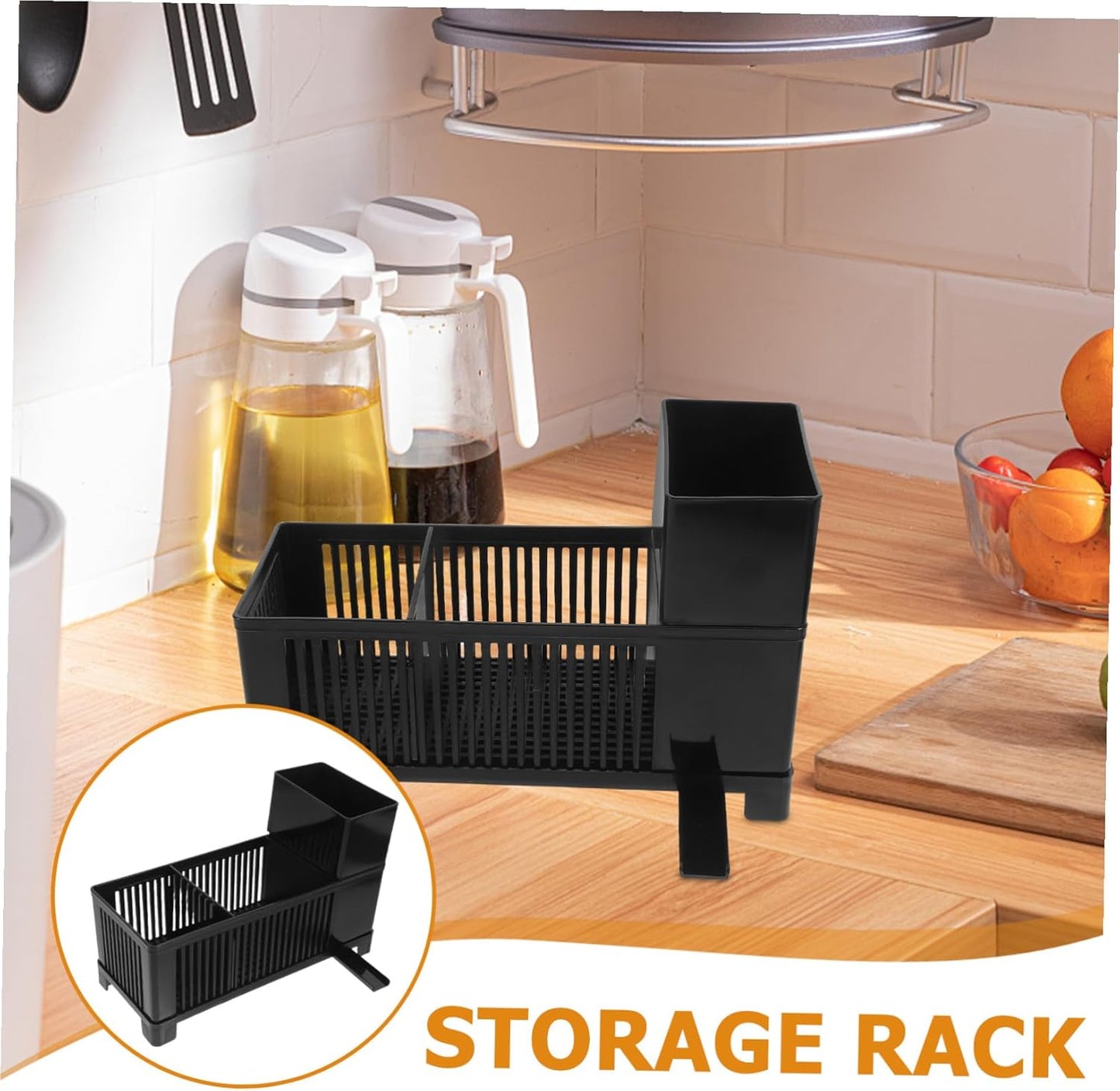 Kitchen Sink Organizer Rack with Efficient Drainage Plastic Sponge Holder and Dishcloth Drying Stand for Countertop Cleaning Tools Soap Bottles and Kitchen Rag Storage