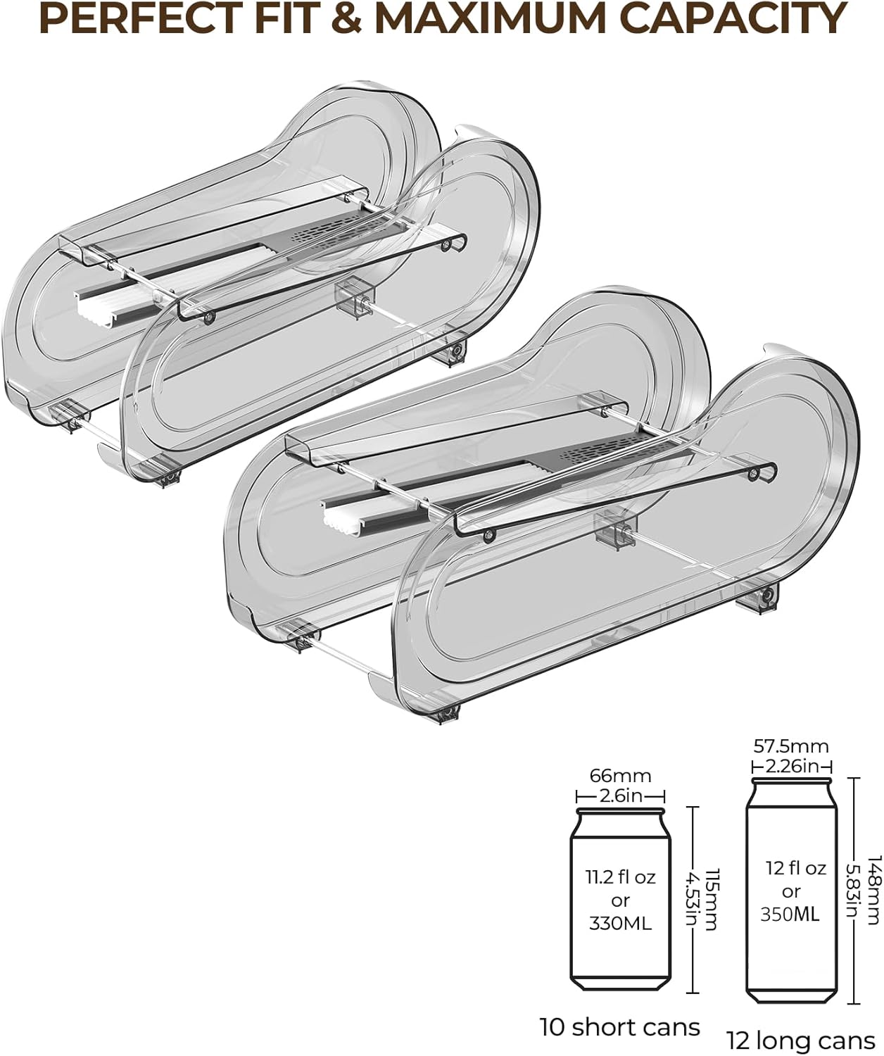 Drink Organizer for Fridge, Soda Can Organizer Dispenser for Refrigerator with Automatic Rolling,Organize Standard Size 11.15oz or 12oz Cans Drink,Save space for Fridge、Kitchen、countertop （2 pack）