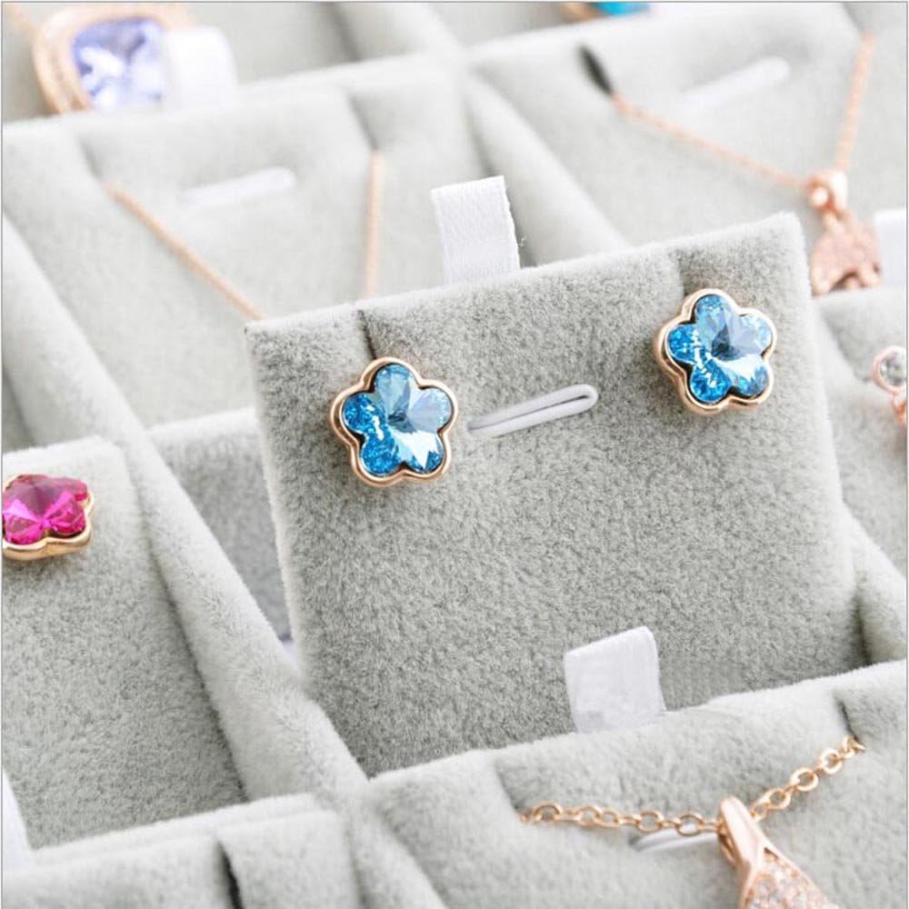 Oirlv Velvet Jewelry Tray 24 Grid liner Pendant Earrings Organizer Storage Trays Showcase Display Jewelry Holder