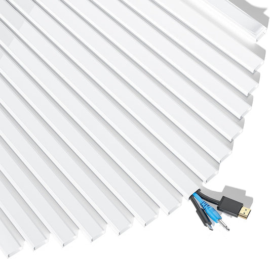 Yecaye 235in Wall Cord Hider for 2-3 Cords, On-Wall Cord Cover Channel, Long Cable Concealer, Cable Cover Cords Management for Home Office, W0.94in H0.47in, White