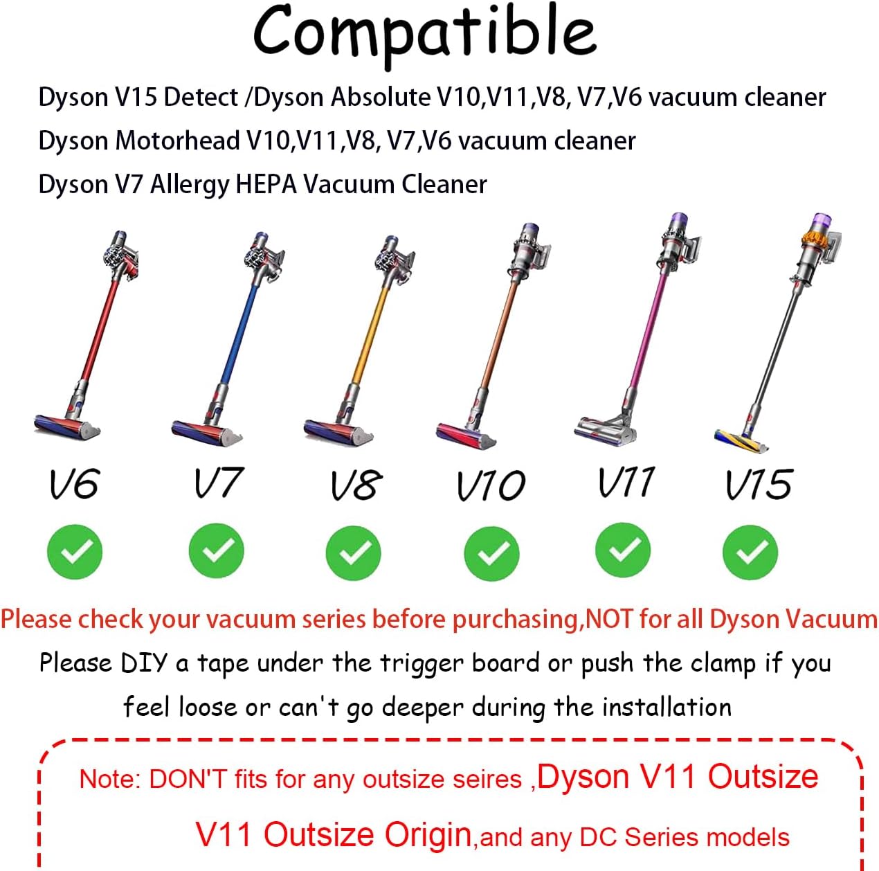 REEYEAR Power Button On/Off Control Clamp Compatible with Dyson V6 V8 V7 V10 V11 V15Absolute/Motorhead Vacuum Cleaner, Dyson Trigger Lock, Free Your Gripping Fingers,2 Pack