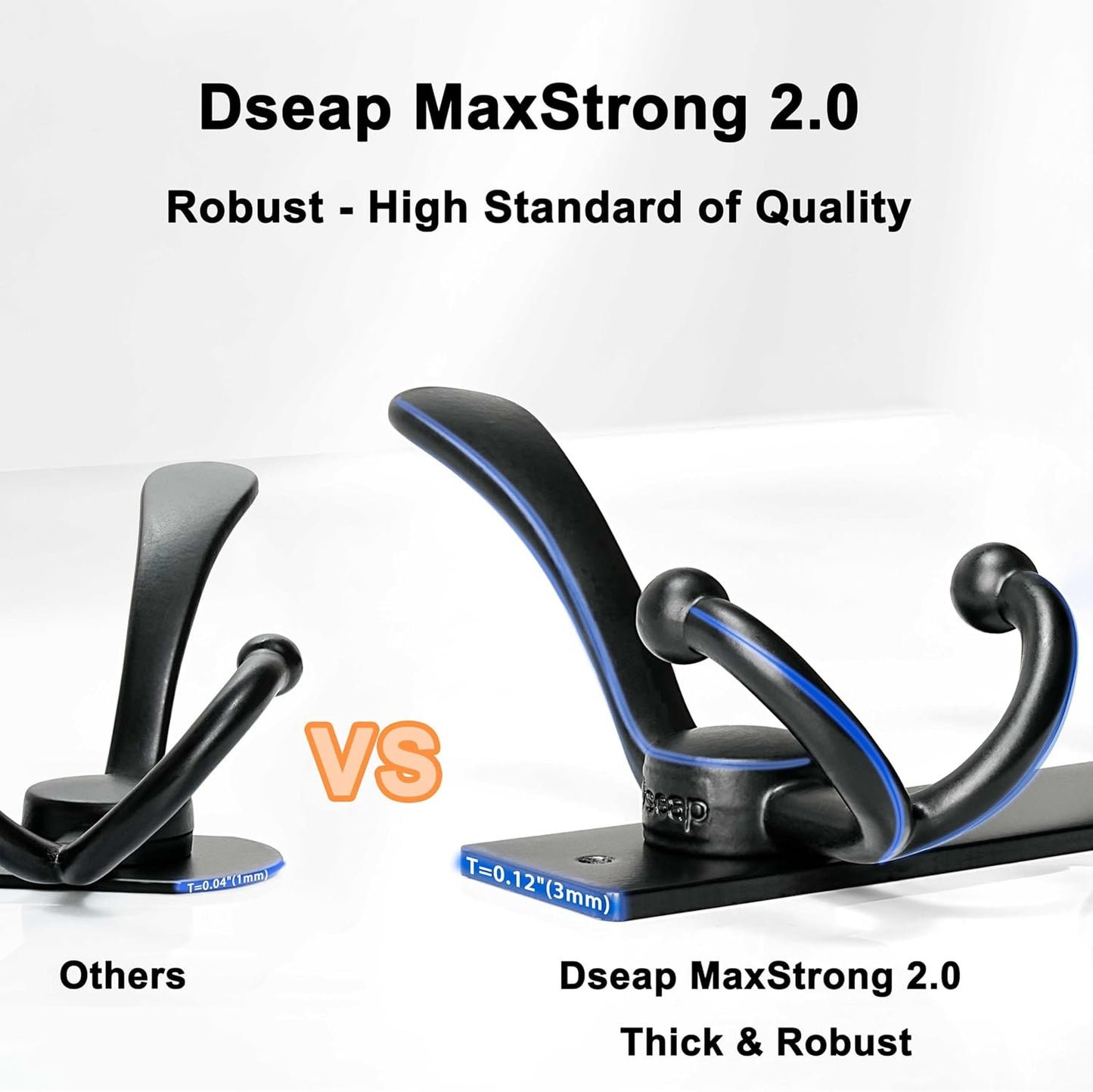 Dseap Coat Rack Wall Mount 2.0 Pro: 24” Long, 3X Tougher, Heavy Duty Stainless Steel Wall Coat Hanger with 6 Tri Hooks for Clothes Jackets Hats Entryway Closet, Bronze, Pack of 2