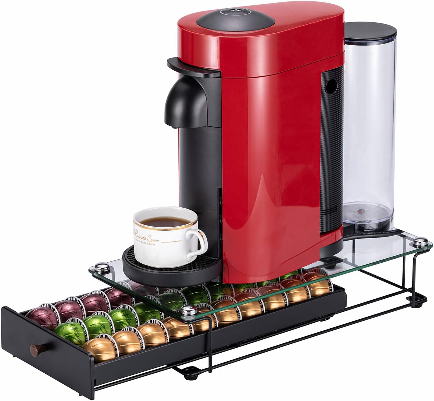 ZCDCP Nespresso Vertuo Pod Holder Coffee Capsule Holder Drawer Black 30 Pods
