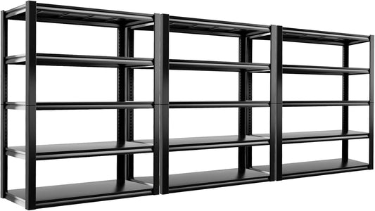 REIBII Storage Shelves Heavy Duty Garage Shelving 72" Adjustable Metal Shelves for Storage 5 Tier Garage Shelf for Kitchen Pantry Warehouse Basement, 3 Pack
