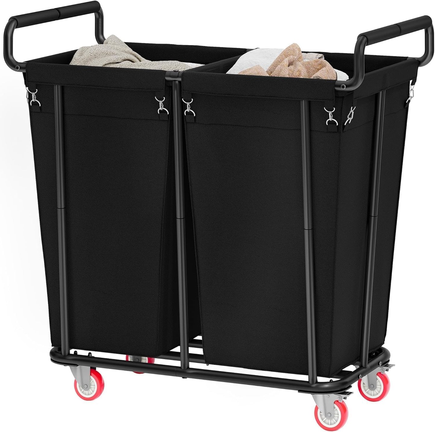 Large laundry hamper with Wheels, 2 Bag 360L Big Rolling Laundry Basket Sorter Cart, Extra Large Laundry Clothes Hamper, Heavy Duty Laundry Basket Organizer for Laundry Room,Bathroom