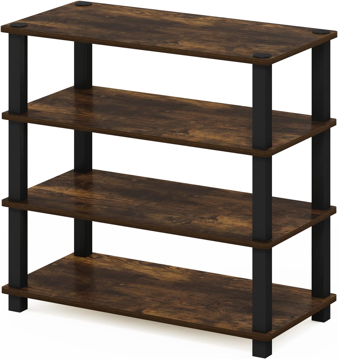 Furinno Turn-S-Tube 4-Tier Shoe Rack, Amber Pine/Black