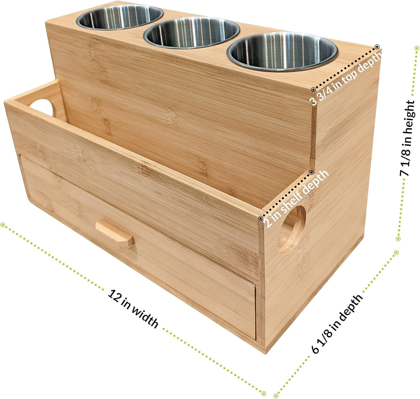 Hair Tool Organizer- Bamboo, Blow Dryer Holder, Bathroom Countertop, Vanity Caddy Storage Stand for Accessories, Makeup, Toiletries