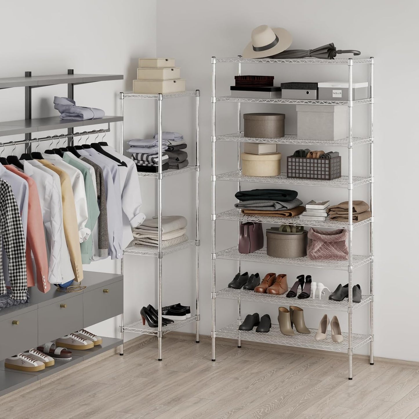 18" Deep x 42" Wide x 86" Height Wire Shelving Kit | 8-Tier | NSF Commercial Storage Rack Unit