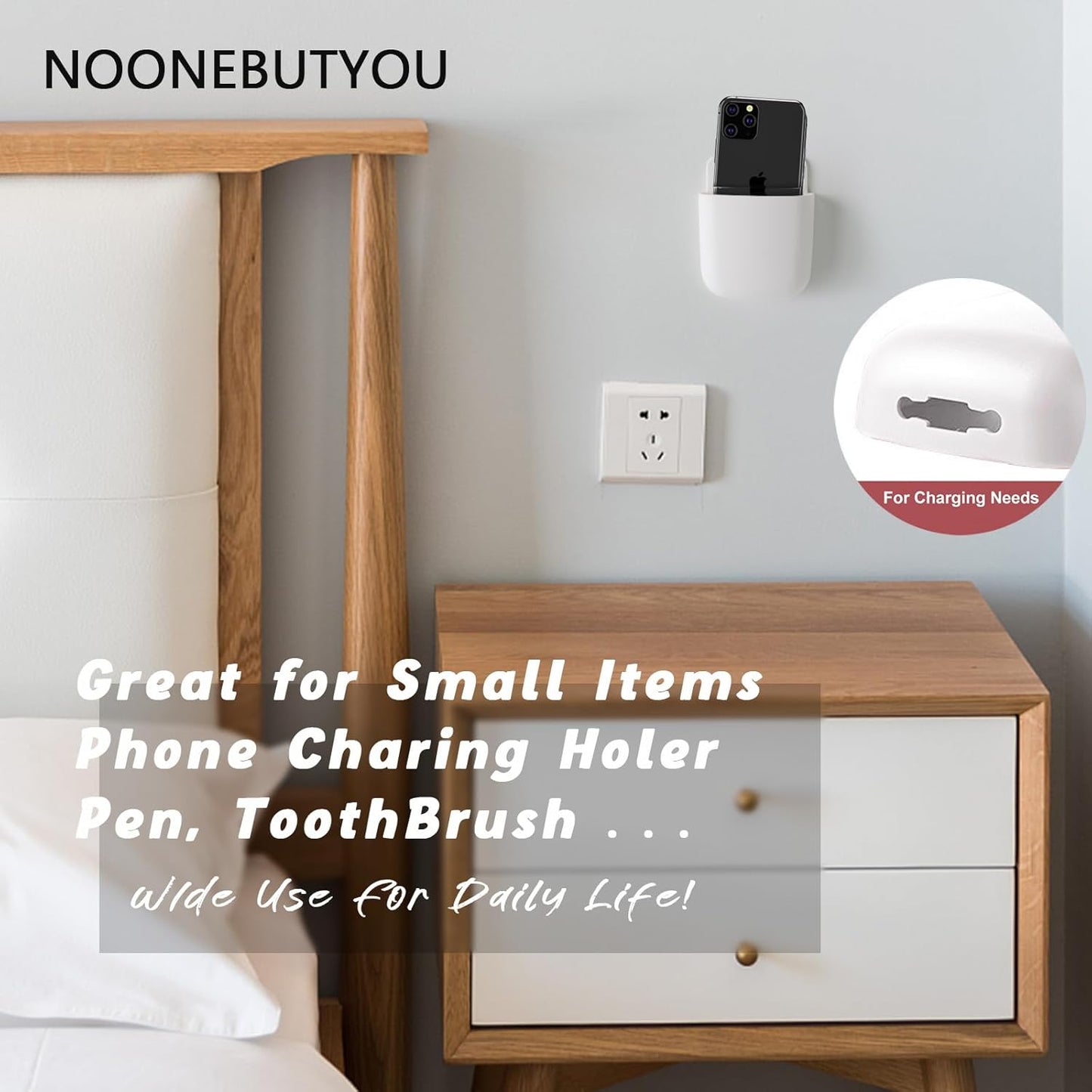 3 Pcs Remote Control Holder Wall Mount Self Adhesive Remote Case Hole-Free Storage Organizer Wall Pencil Holder Phone Charging for Home Office School(White)