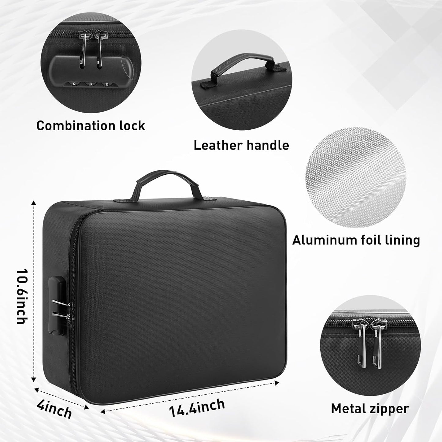 5200°F Fireproof Document Bag with Lock - Mondoshop Heat-Insulated Fireproof Document Box, Important Document Organizer, Portable Travel Fireproof Safe for Home Document, Passport, Laptop, Cards(Soft)