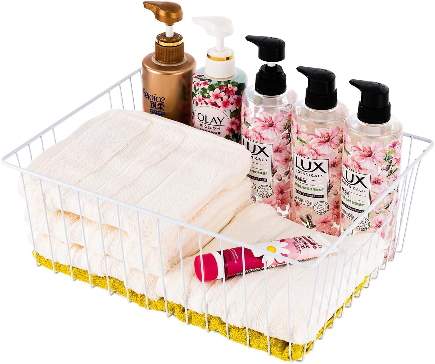 Upright Freezer Organizer Bins， Freezer Baskets for 16, 17, 21 cu.ft Standup Freezer, Wire Storage Baskets with Built-in Handles for Frozen Foods, Snacks, Vegetables, Fruits and More, Set of 4 , White