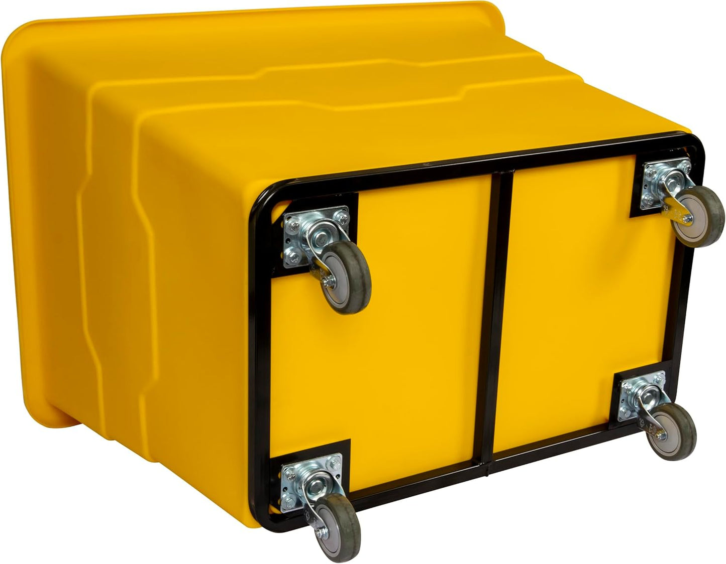 Commercial 16 Bushel Utility Cart with Steel Base, Poly Box Basket Truck, Laundry Cart, and Rolling Trash Bin, 47-Inch x 34.75-Inch x 35.5-Inch, 1000 Pound Weight Capacity, Yellow
