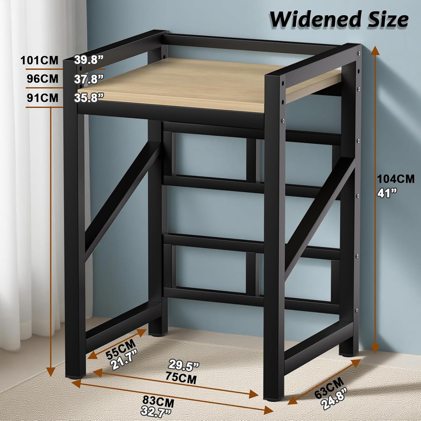 Over The Washer and Dryer Storage Shelf, Widen & 3 Height Adjustable Stacking Rack, Space Saver Washer Dryer Stacking Kit, Thicker Metal Washer Shelf for within 29.5" width (Black, 29.5 Inch)