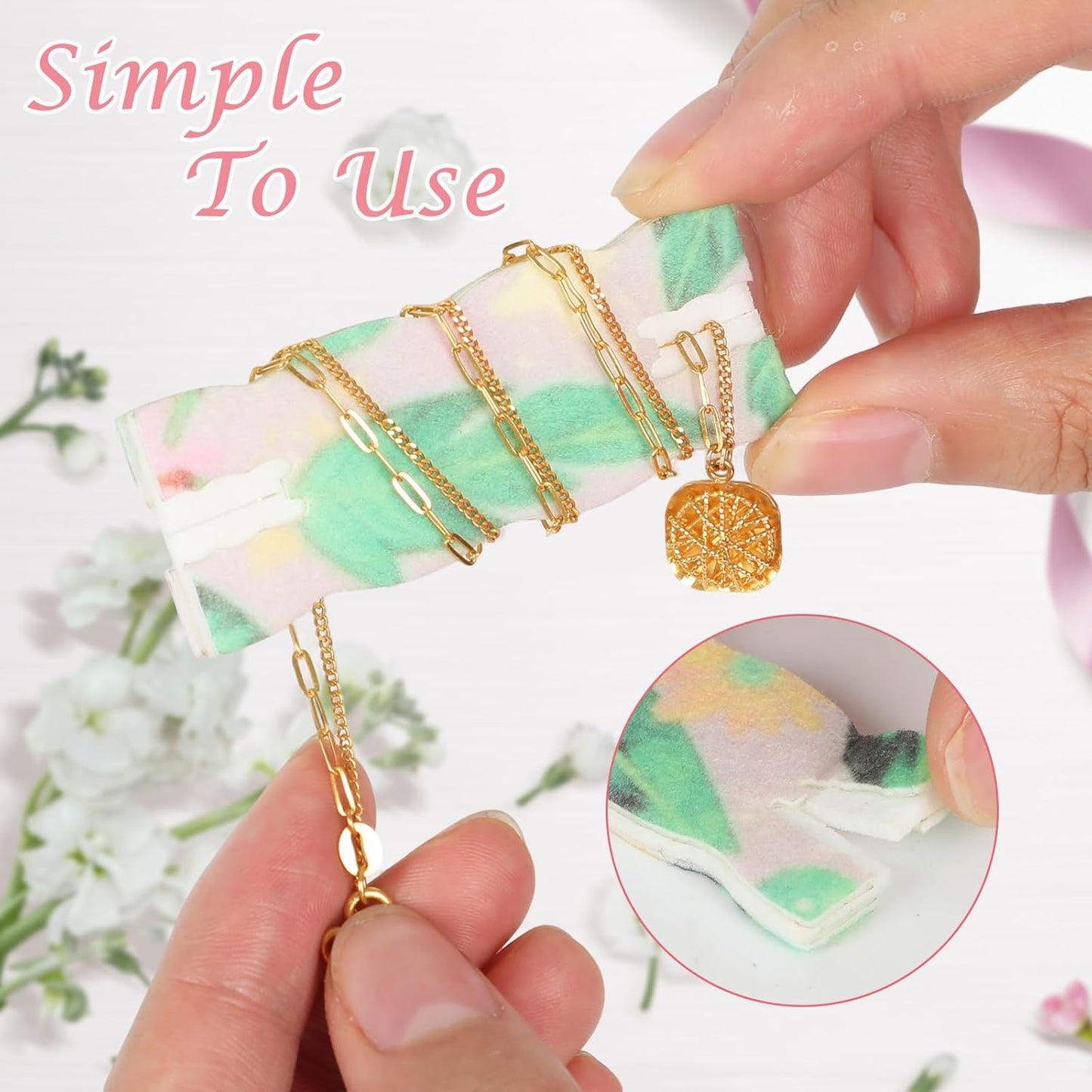 10pcs Tangle-Free Jewelry Organizer, Universal Necklace Display Card Holder, Portable Reusable Necklaces Containers Travel Organizer (Green Leaves)