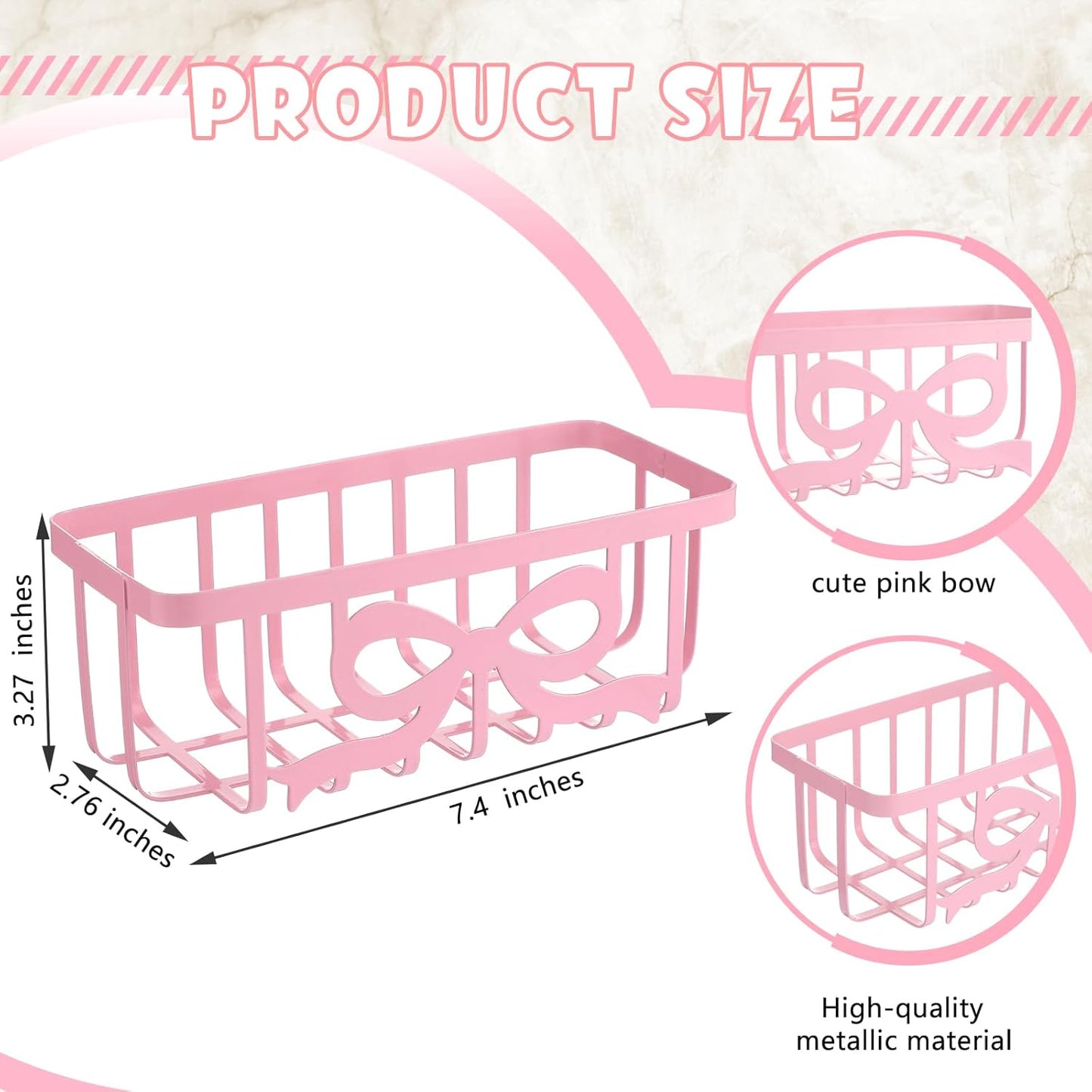 Pink Bow Sponge Holder for Kitchen Sink with Adhesive Mount Cute Bow Metal Sink Decorative In-sink Sponge Holder Organizer Coquette Preppy Pink Kitchen Decor Accessories
