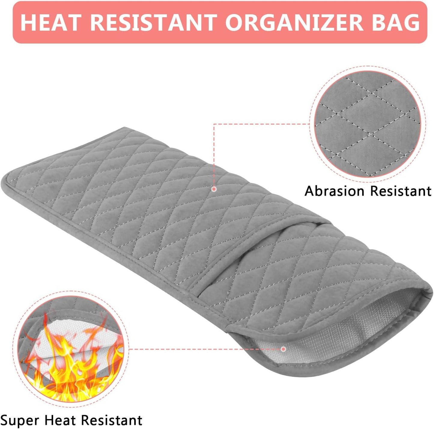 Heat Resistant Hair Tools Organizer Bag Portable Travel Storage Cover Pouch for Hair Straighteners, Curling Irons, Flat Irons and Hot Styling Tools(13.8" x 5.5")