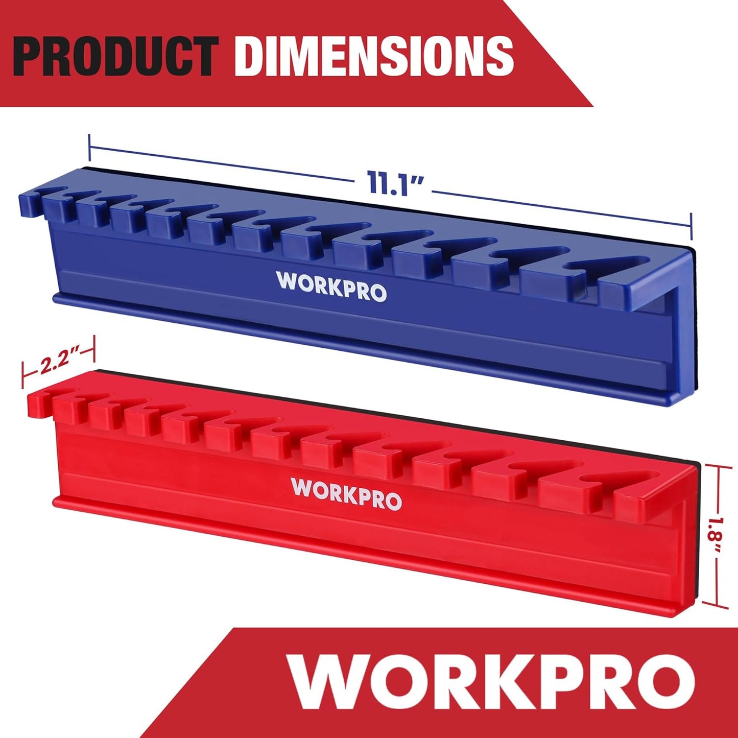 WORKPRO 2-Piece Magnetic Wrench Organizer, 24 Slots Wrenches Holder Fits SAE (5/16” to 3/4”) and Metric (9 mm to 20 mm), Premium Quality Wrench Rack Set to Keep Wrenches Organized