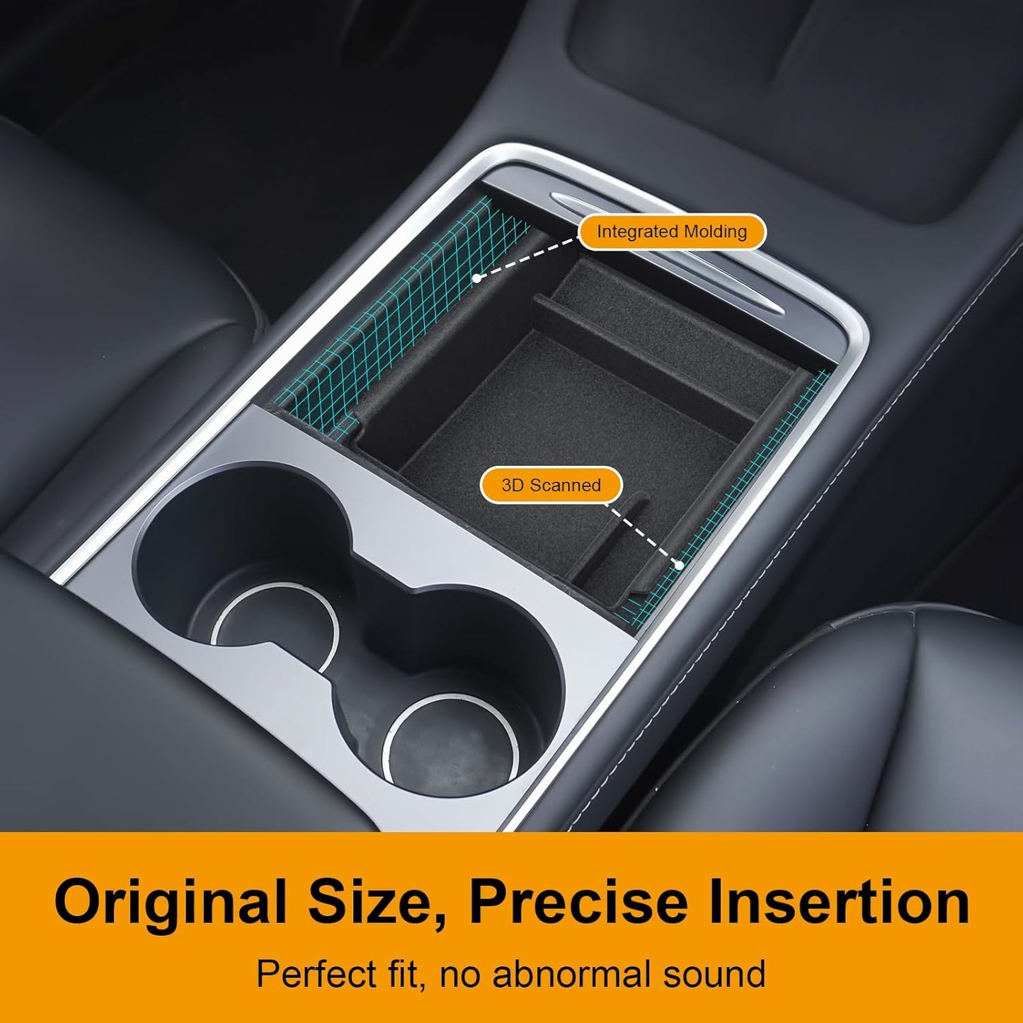 Console Organizer Accessories for Tesla: Model Y/3 2021 2022 2023 2024 Highland Velvet Anti-Scratch Storage Box, Easy to Install with Smooth Slide