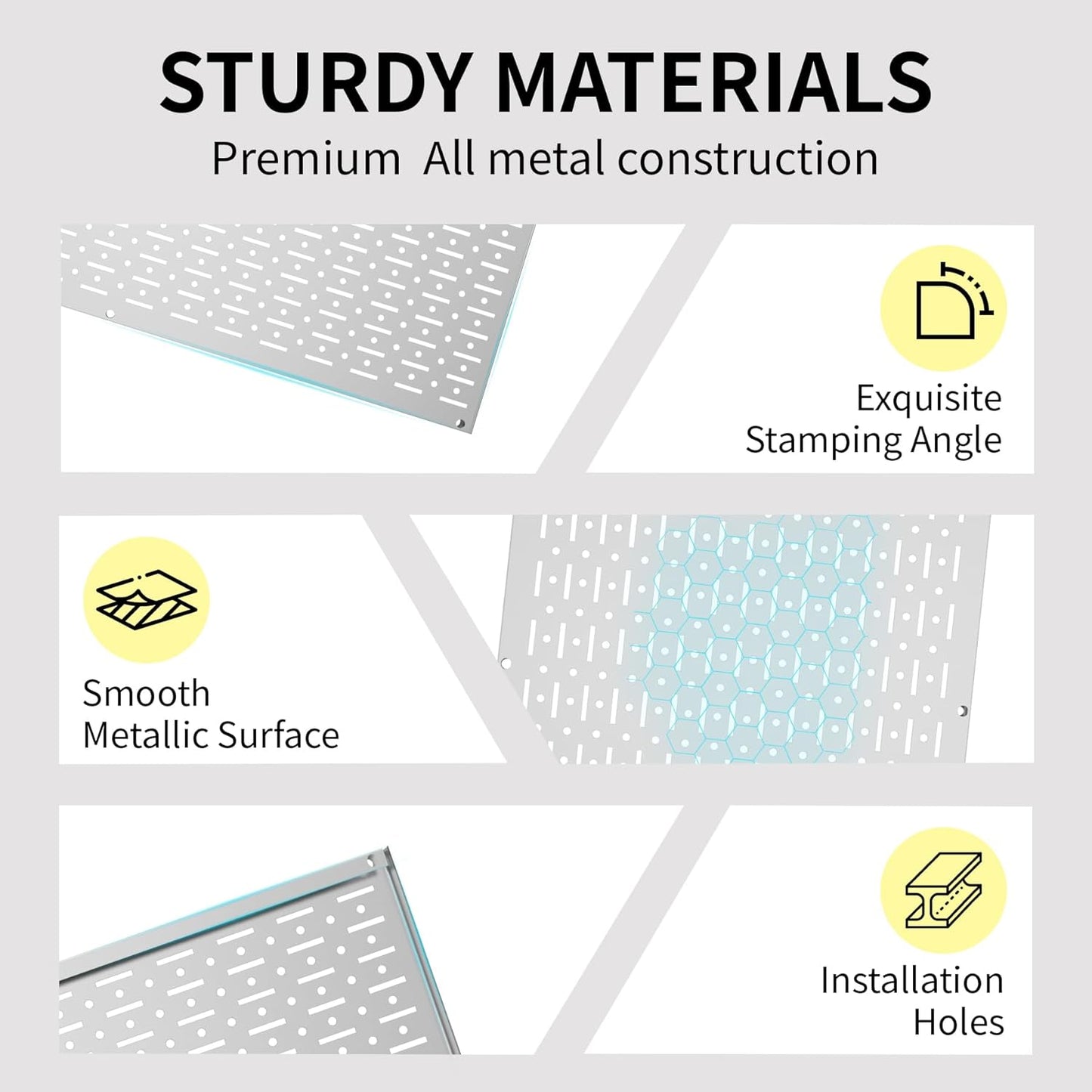 Pegboard Wall Organizer 2 PCS 32" x 16" Silvery Peg Board Metal Pegboard Panels for Garage Tool Storage