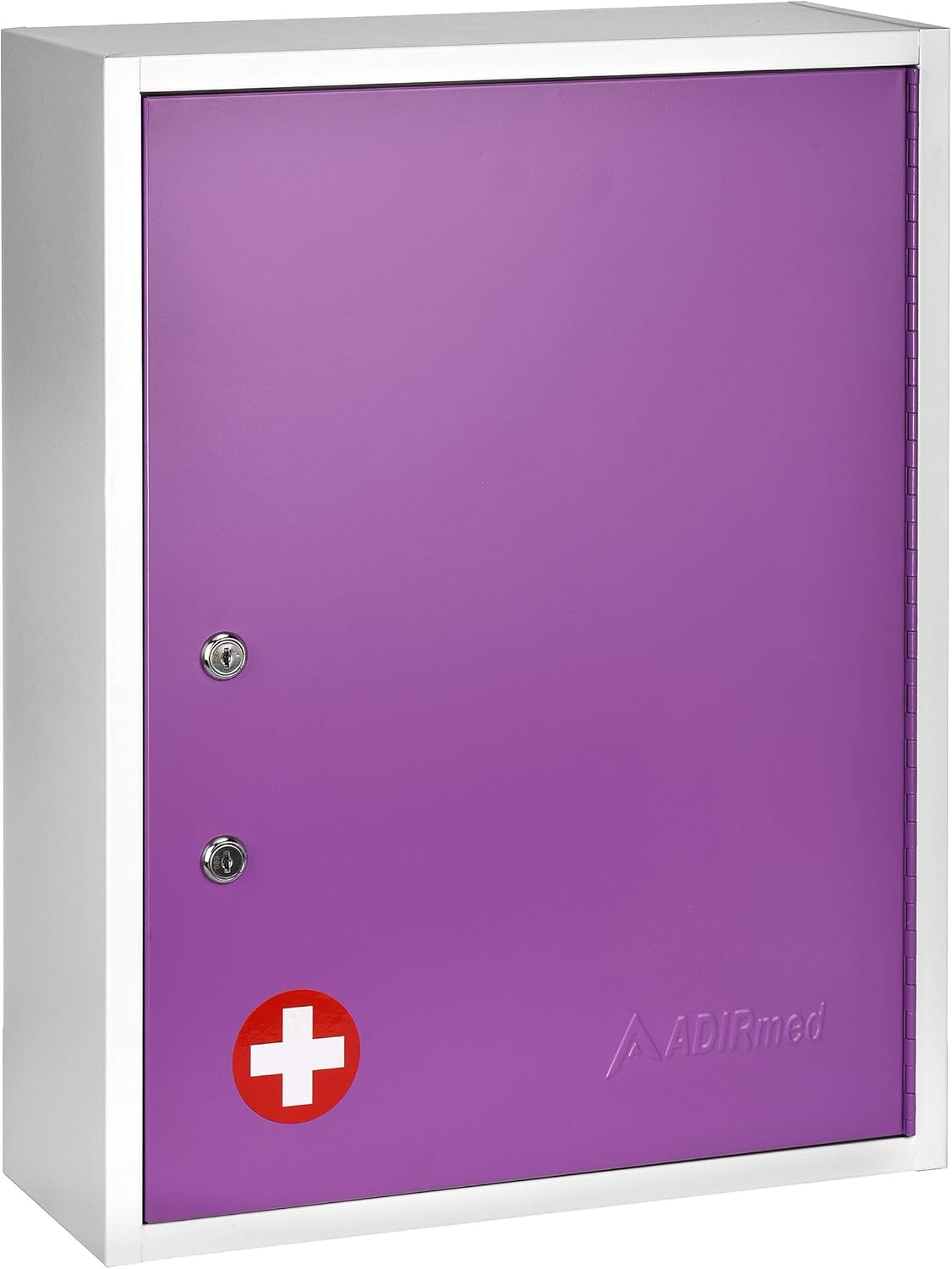 AdirMed Locking Medicine Cabinet Wall Mounted First Aid Cabinet with Lock, Lockable Wall Medicine Cabinet with Dual Lock and Dual Keys, 21" H x 16" W x 6" D, Purple