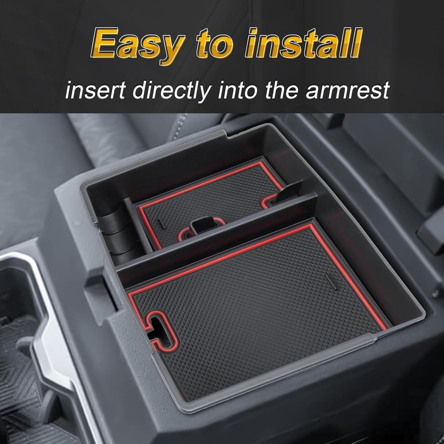 Center Console Organizer Compatible with 2024 2025 Toyota Tacoma Console Armrest Storage Box Interior Insert Storage Tray Secondary Accessories-Red