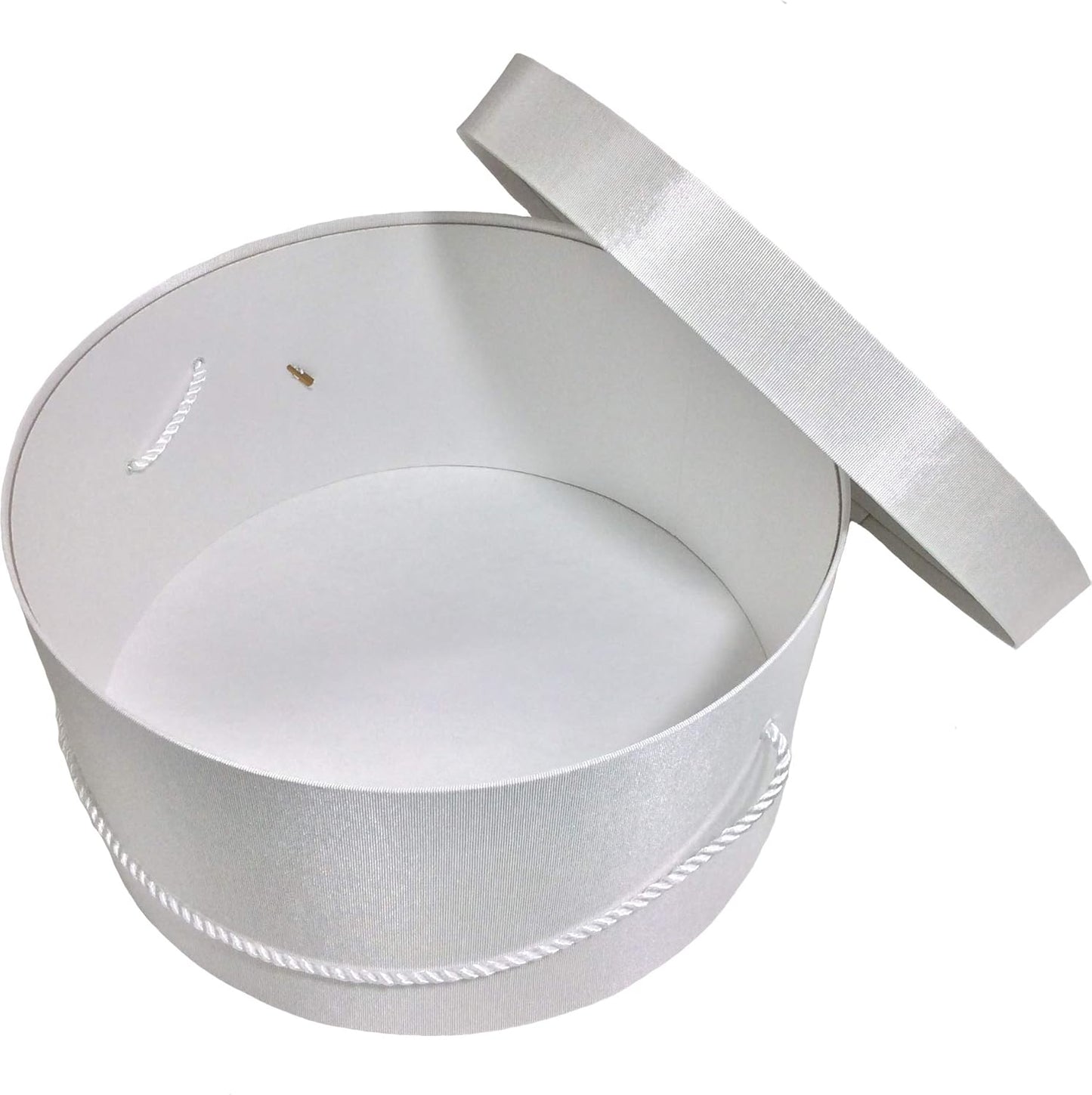 Sarah's Hat Boxes Classic White Hat Box – 12.75" x 6.5" (Dia. x Ht.) Handmade in USA – Odorless Non-Toxic Adhesive, Cording Handle – Premium Storage for Hats & Accessories