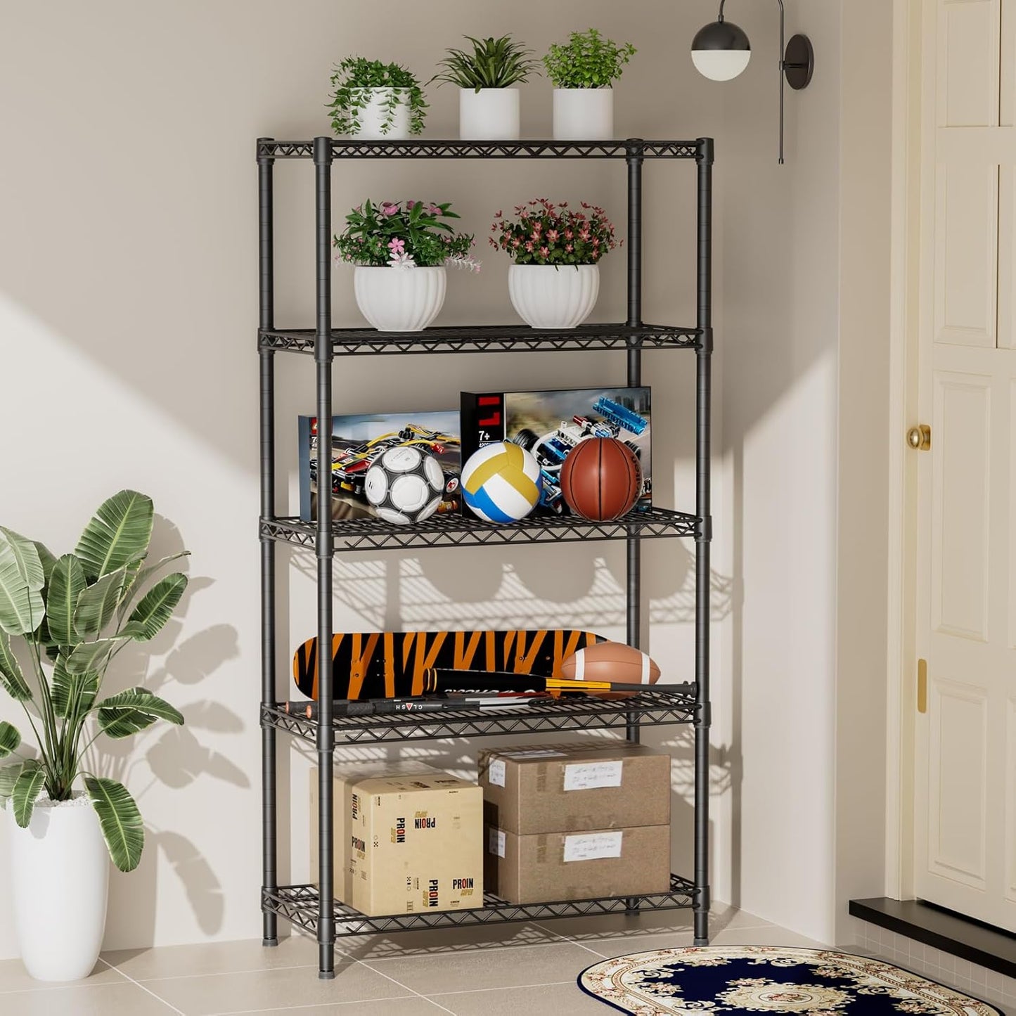 SINGAYE 5 Shelf Adjustable Heavy Duty Storage Shelving Unit 350 lbs per Shelf Steel Organizer Wire Rack Storage for Garage Office Pantry Ktichen Black 14" Dx36 Wx72 H