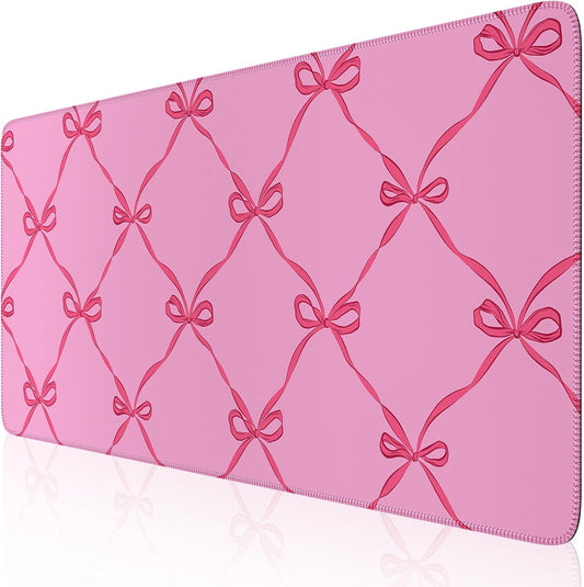 iCasso Desk Mat for Keyboard and Mouse, Large Mouse Pad for Desk, Desk Matt for Desktop, Desk Pad Mat, Anti-Slip Big Mousepad with Stitched Edges for Computer(Woven Bow)