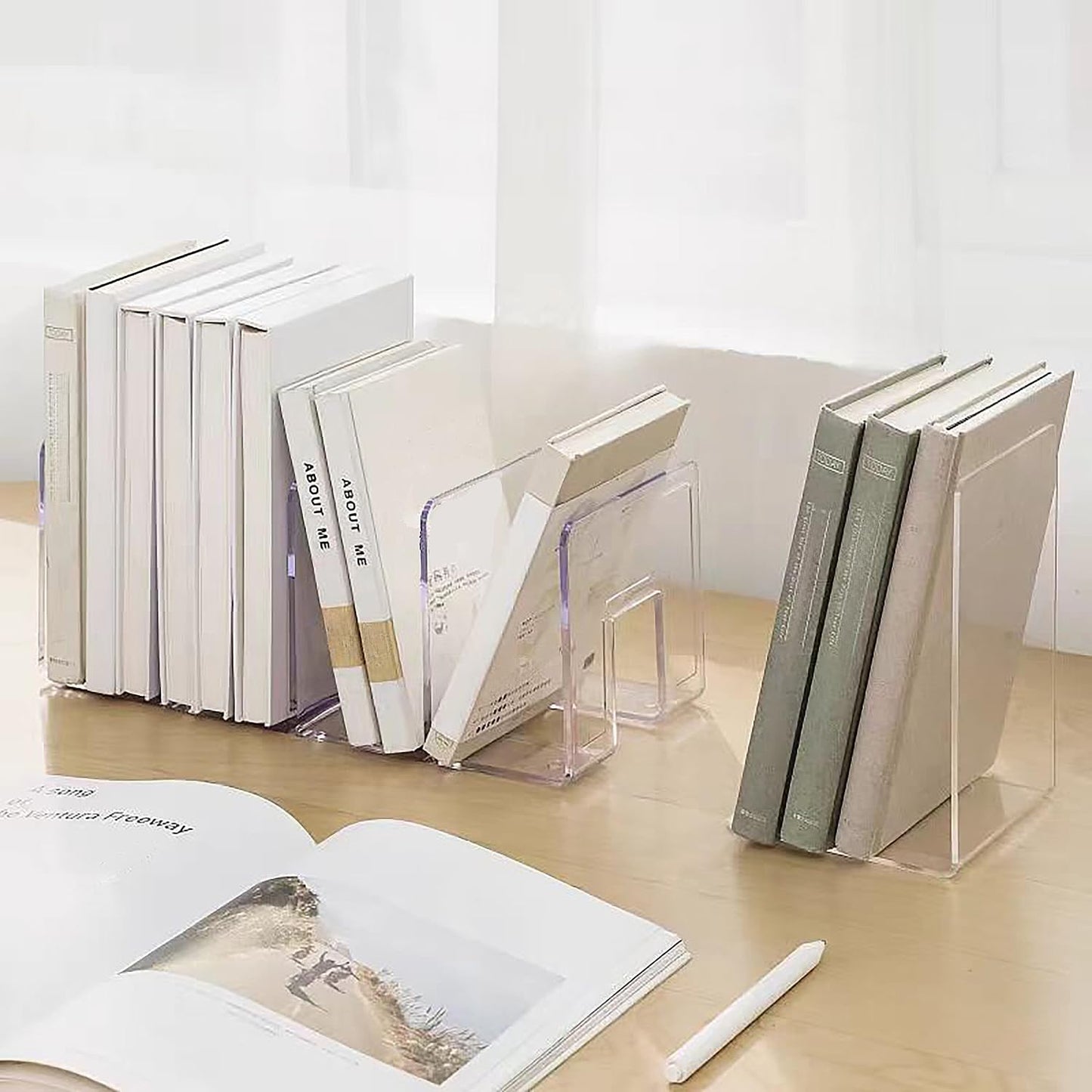 Purse Organizer for Closet, Clear Acrylic File Organizer, Desk File Holder for Book, Document, Envelopes, Binder, Mail, Handbag (2Pcs)