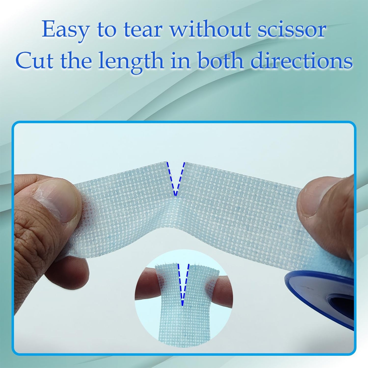Silicone Medical Tape for Sensitive Skin 1" x 4 Yard 2 Rolls Blue Hypoallergenic Repositionable Easy Removable Surgical Tape for First Aid Wound Care Skin Friendly