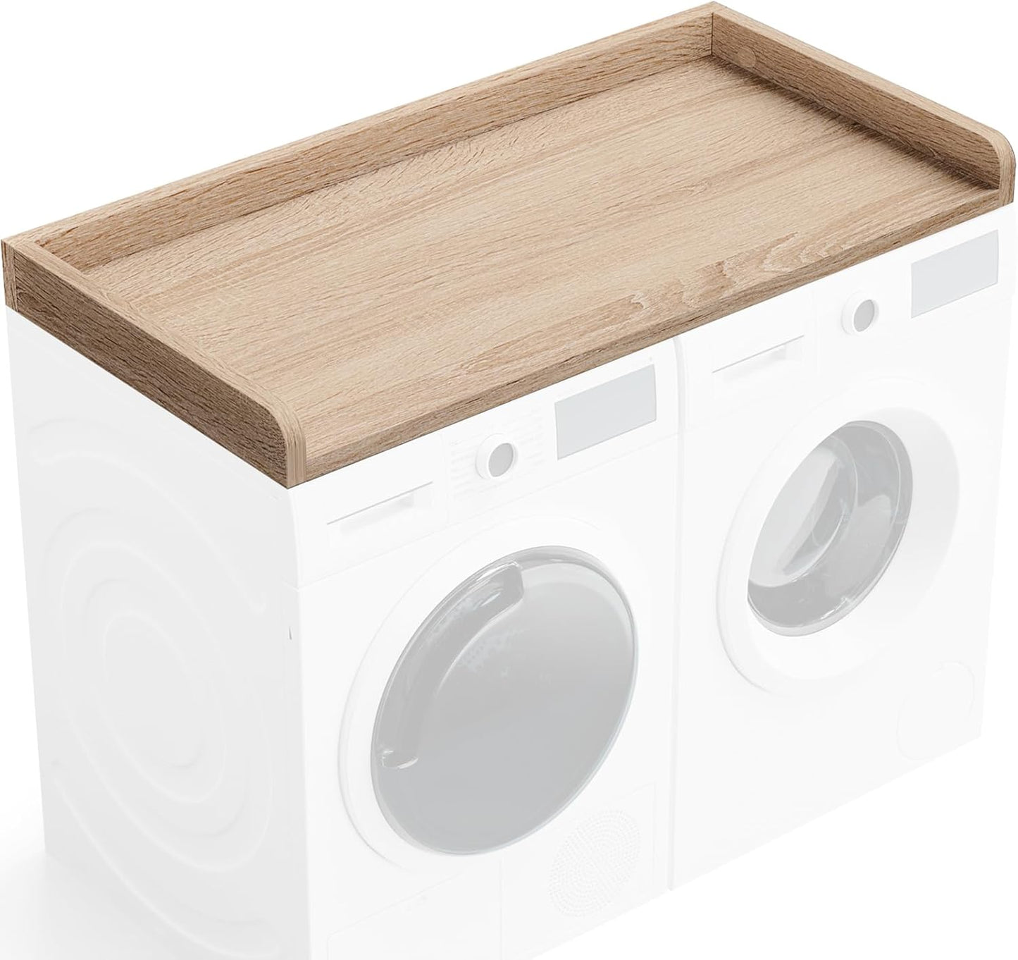 Washer Dryer Countertop 27.5" W x 54" L Laundry countertop for Storage and Organization with Edge Rails, Oak