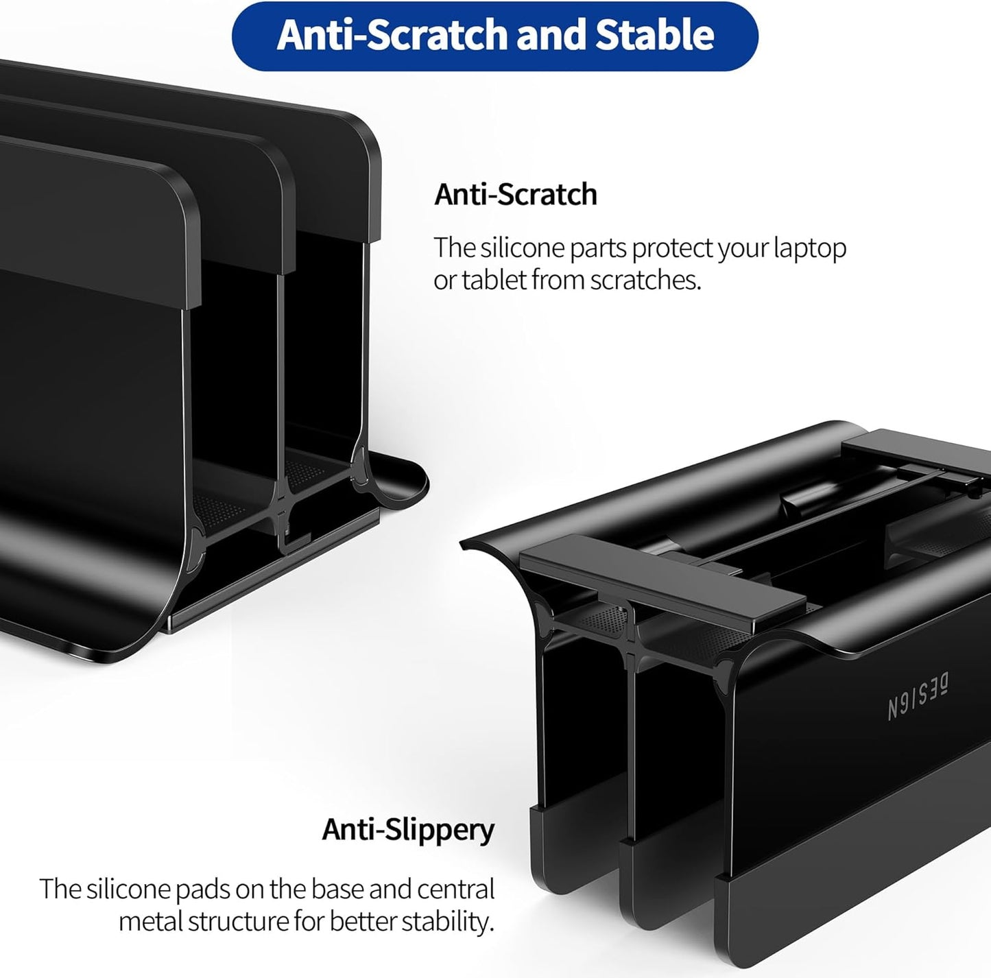 BESIGN LS13 Vertical Laptop Stand Holder for Desk, 4 in 1 Desktop Stand Holder for Laptops, Tablets, Smart Phones