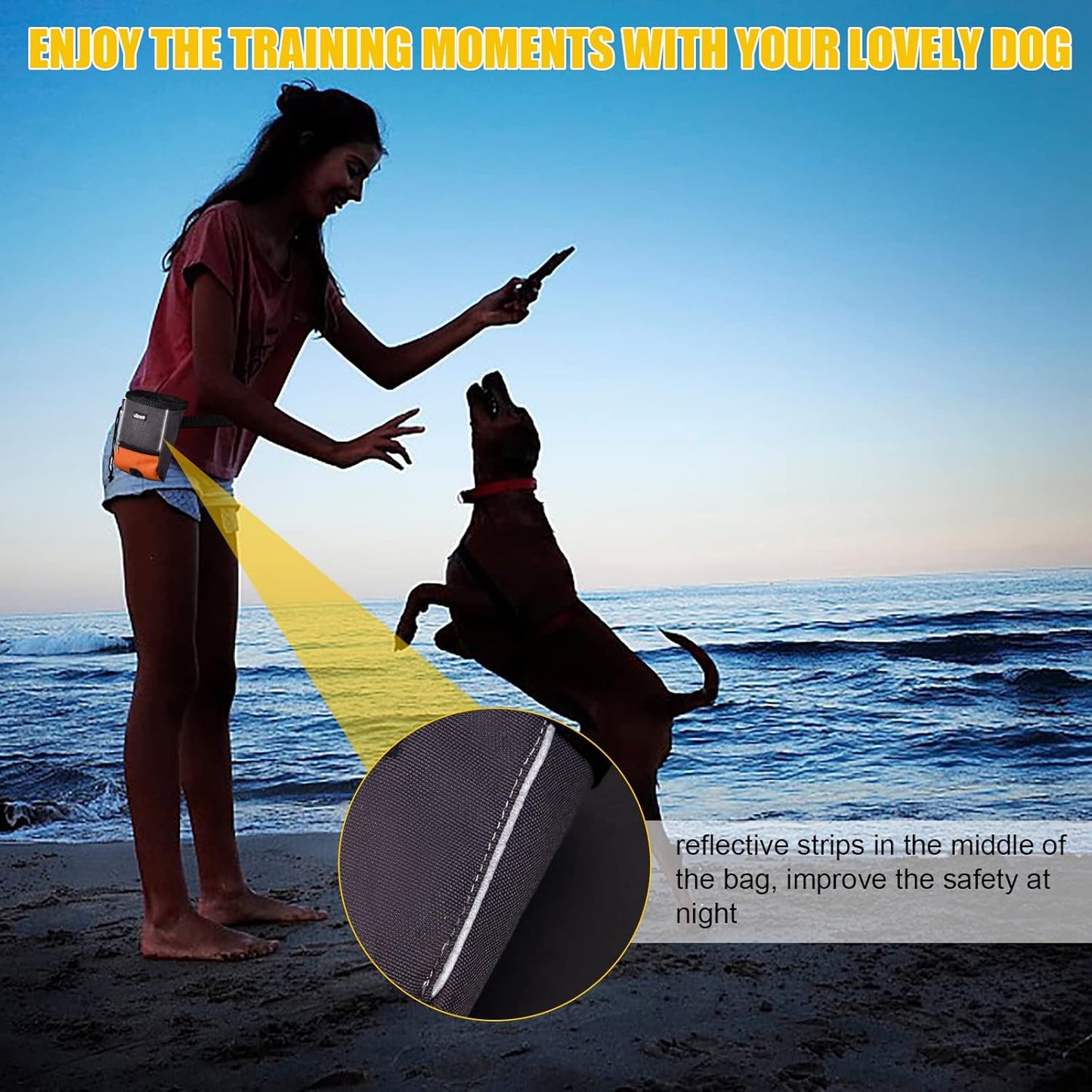 LIOPARD Treat Training Pouch for Dogs, Pet Treat Pouch, Dog Treat Pouches, Dog Treat Bag, Dog Training Treat Bag, Slanted Opening, Ideal for Dog Walking & Training (Orange)