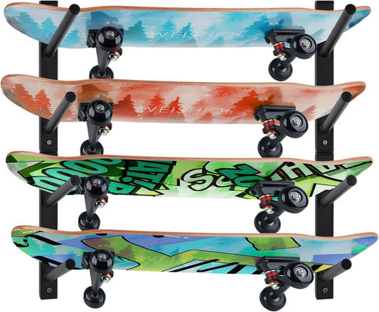 BiJun Skateboard Wall Mount, Snowboard Wall Mount Display, Horizontal Ski Wall Rack, Skateboard Rack Storage Holder Longboard Hanger