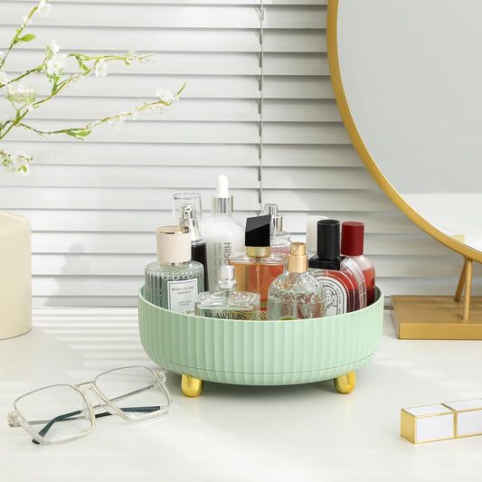 Anyoifax Makeup Perfume Organizer Tray 360 Degree Rotating Lazy Susan Skincare Lotion Organizer Spinning Cosmetics Storage for Dresser, Vanity, Bathroom Countertop, Large Light Green
