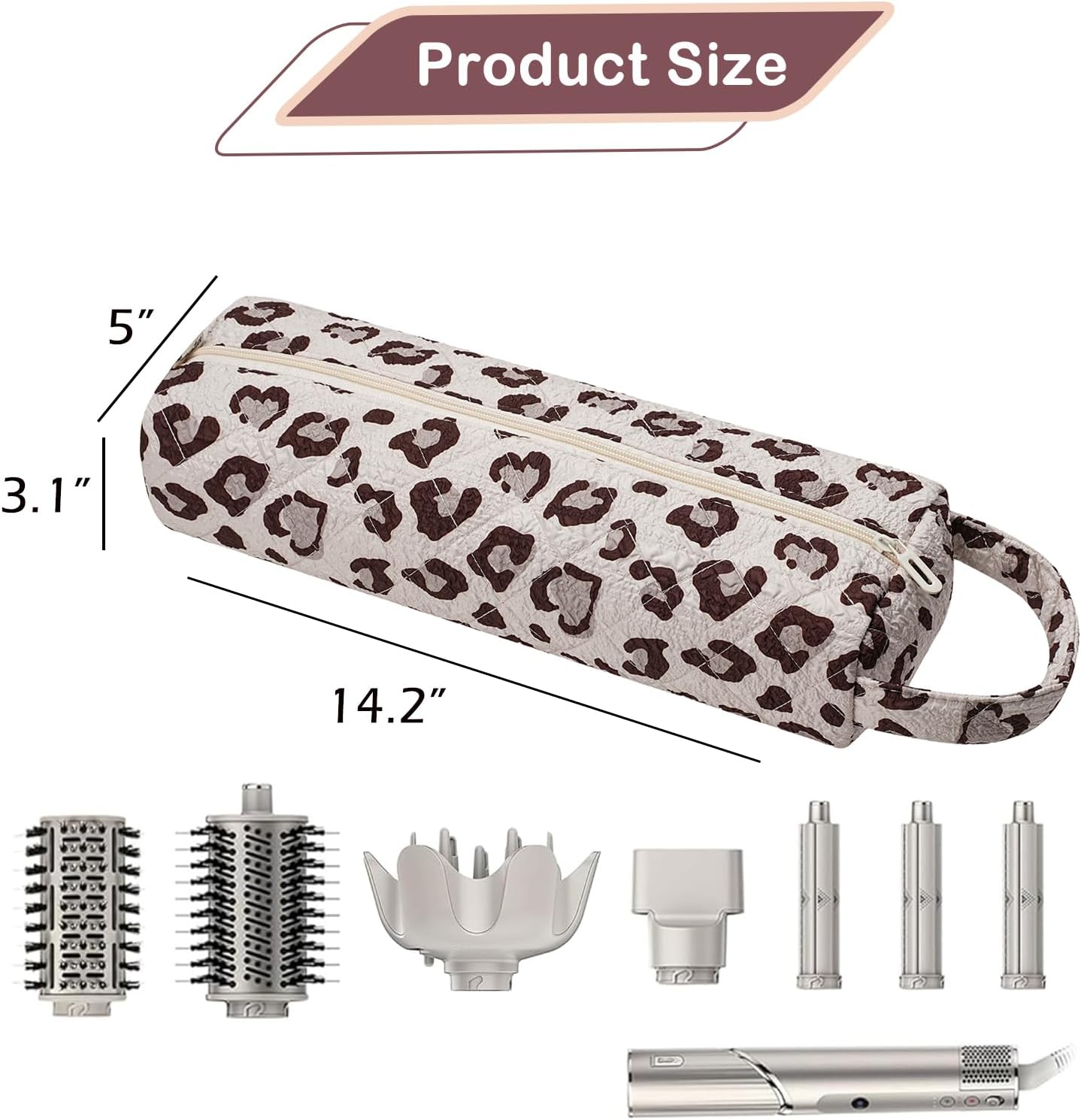 Quilted Hair Tools Travel Bag，Hair Styling Accessories Storage Case for Shark FlexStyle, Dyson Airwrap Hair Dryer, Curling Iron, Revlon Hair Tools，Portable and foldable(02Leopard print)