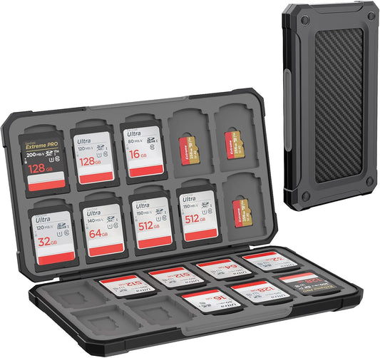 HEIYING Memory Card Case for SD/TF Cards,Portable SD Card Holder Storage Case Compatible with 20 SDXC SDHC and 20 TF Cards Slots