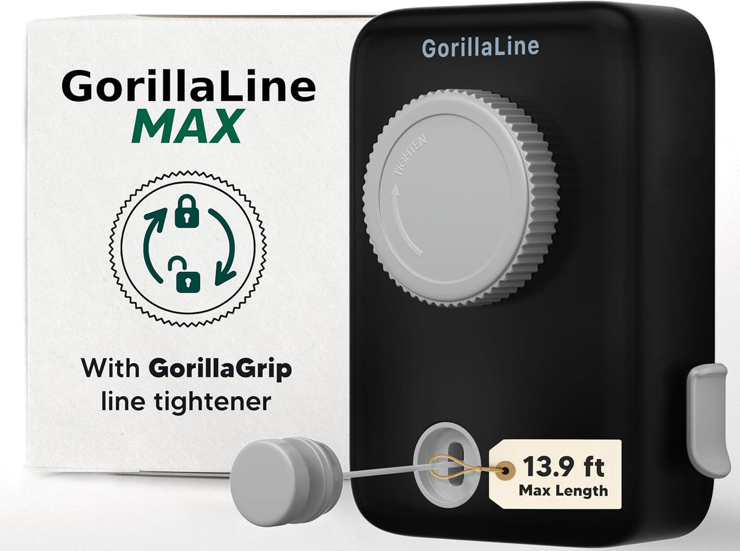 GorillaLine Max - Retractable Clothesline Indoor Outdoor Clothes Line - Heavy Duty Clothes Drying Laundry Line - Wall Mounted Drying Rack - Air Dry Clothing - Max Tighten with GorillaGrip