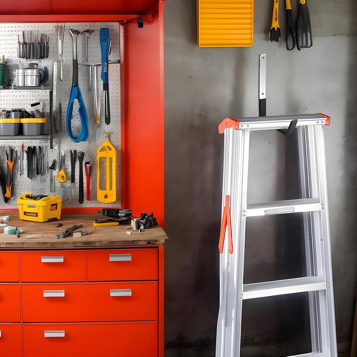 Garage Hangers,6-Piece Space-Saving Organizer Rack - Wall Mounted Shed Hooks Garage Hangers - for Bike Ladder Garden Tools Pipe Tire Cable Workshop Attic Basement