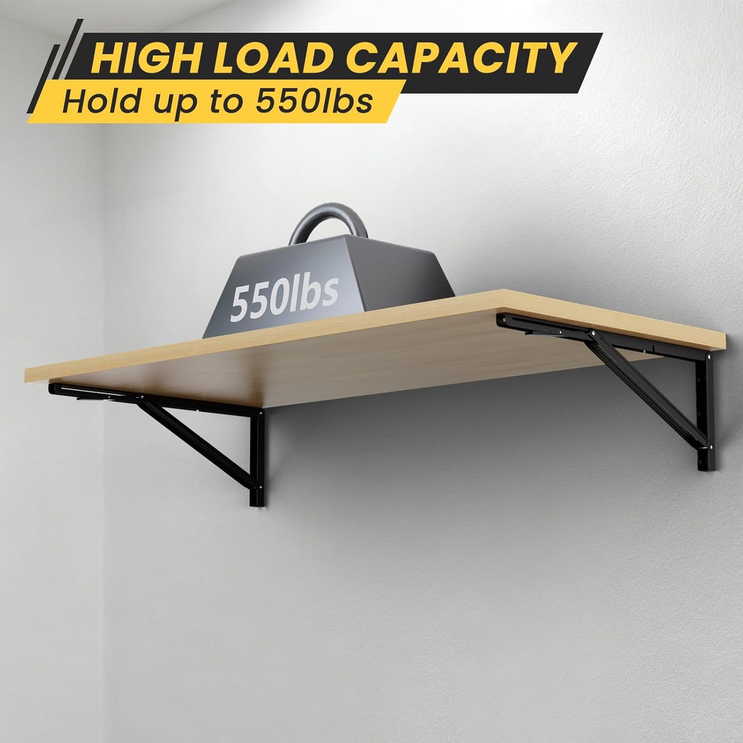 Wall Mounted Folding Workbench, 47.2 x 22.8-inch Heavy Duty Foldable Work Table, Large Surface, Collapsible Desk for Workshop, Garage, Office, Home, Holds Up to 550 lb