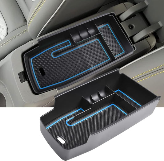 EDBETOS Center Console Organizer Tray Compatible with Chevy Bolt EUV Bolt EV Accessories 2022-2023 Interior Secondary Armrest Storage Glove Box Divider ABS Material, Customized Design, Blue