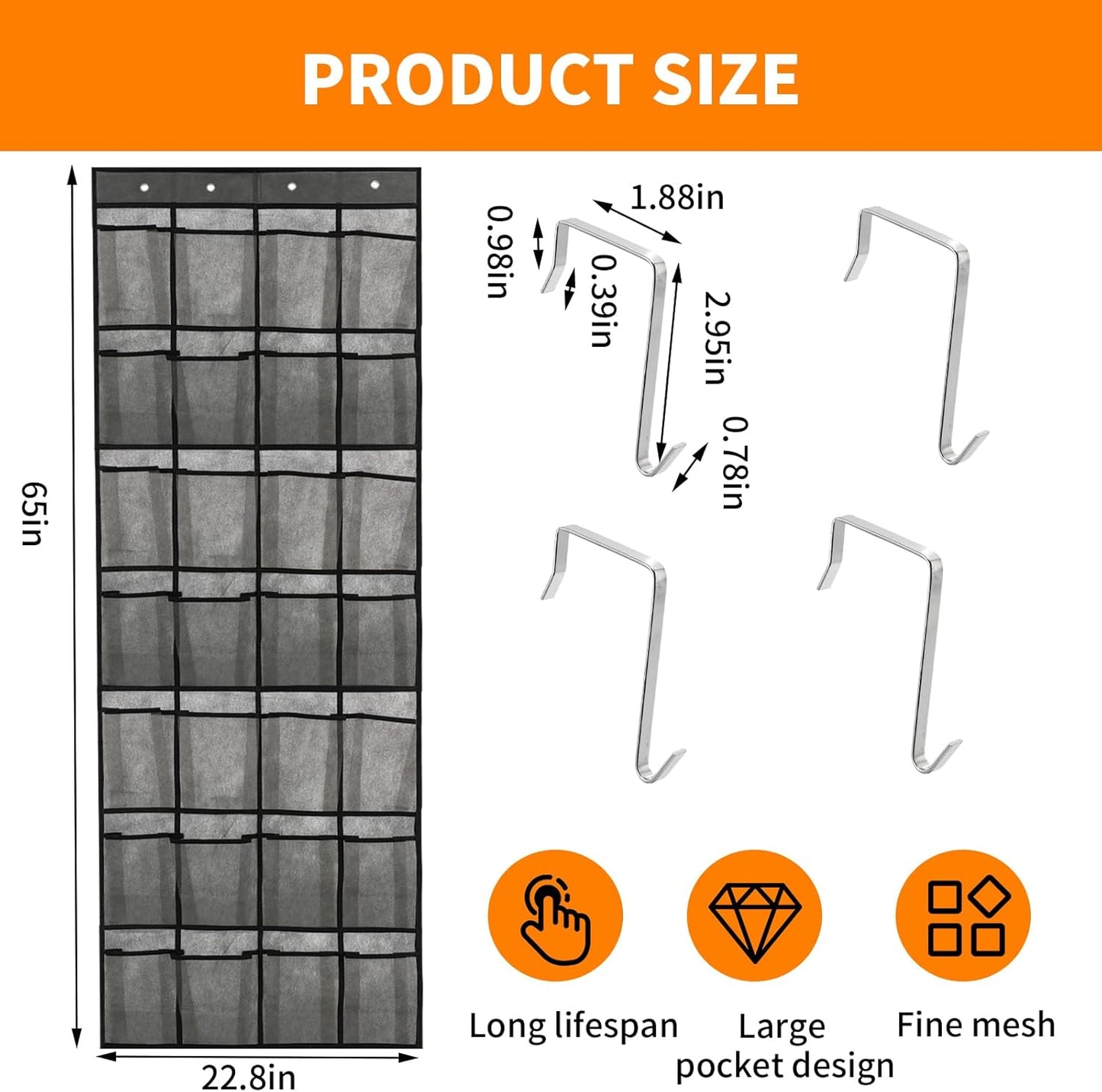 Door Shoe Organizer, 28-Compartment Over The Door Shoe Organizer, Saves Room Space, Suitable for Both Men And Women, And Convenient for Quick Storage