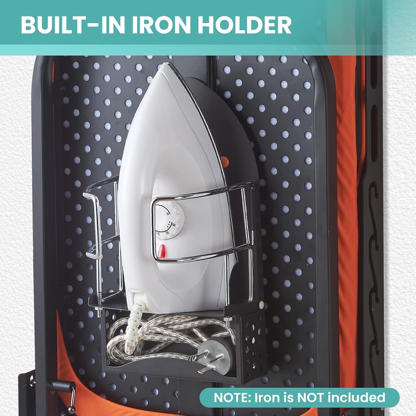 Wall Mounted Ironing Board with Iron Holder, 36 X 13 Compact Mount Foldable Ironing Board for Small Spaces, Space Saving with Cotton Fabric Cover and Silicone Iron Rest
