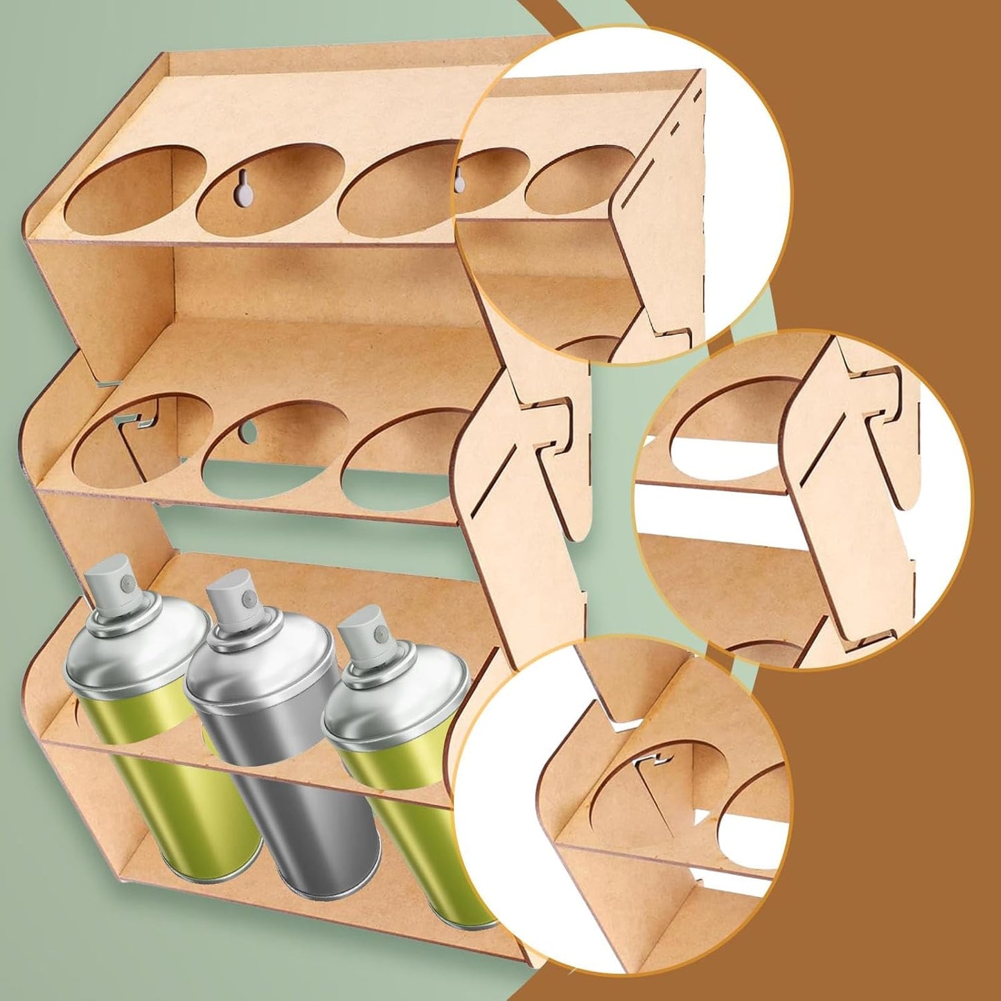 Spray Can Holder Paint Can Organizer with Mounting Accessories Workshop Premium Workspace Wood Garage Spray Bottle Holder