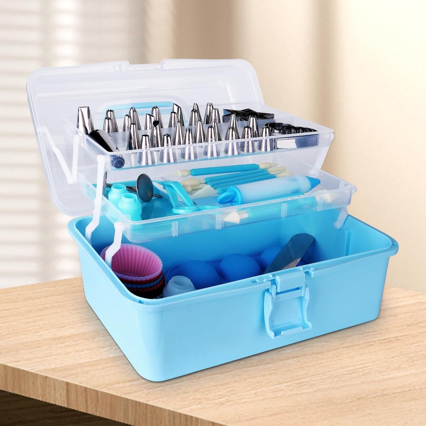 13 Inch Cake Decorating Storage Case, Suitable for Storing Baking Supplies (NOT INCLUDED), Blue